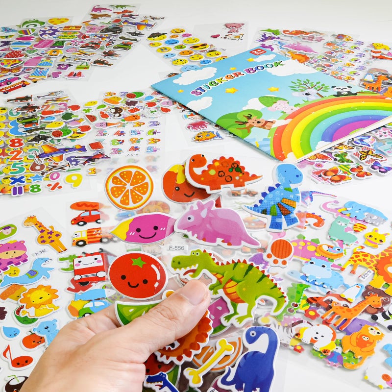 BEESTECH 24 Sheets 500 + Stickers for Kids, Toddlers 2,3,4 Years Old, Teacher Reward Stickers, Potty Training Bulk with Dinosaur Animal Traffic, Sticker Book Included - Image 3